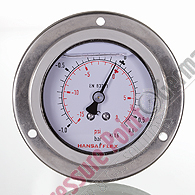 PPG Manometer; -1 bis 0 bar, 63mm, mit Frontring;  G1/4, Anschl. hinten, mit Glyzerin; Klasse 1,6
