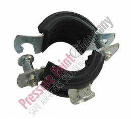 Rubber-coated clamp pipe ring two side open 19-23 mm with connection thread M8