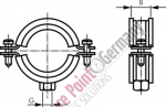 Pipe clamp, 16 - 19mm, Steel zinc plated with insert