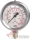 PPG Manometer; 0-100bar, senkrecht, 63mm,  BSP G1/4, Anschl.unten, mit Glyzerinfllung